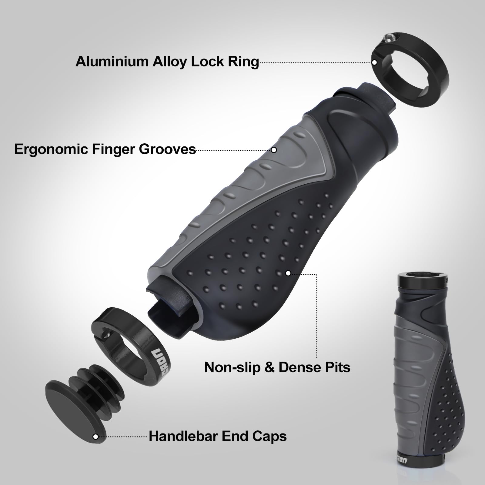prunus Manopole Bici in Gomma, Ergonomica Antiscivolo Manopole Bicicletta,Impugnature Bici Universale 22mm, Adatto per Bici/MTB/Veicoli Elettrici/BMX/Biciclette Pieghevoli/Scooter