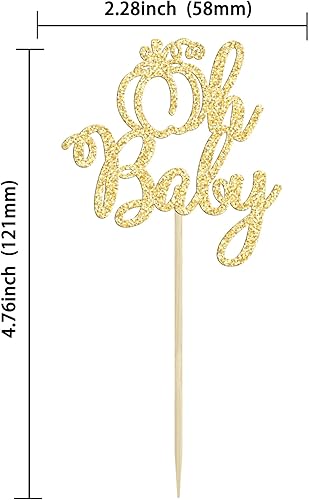 Miniatura 2 de 24 piezas de calabaza Oh Baby Cupcake Toppers con purpurina temática de otoño selecciones de cupcakes de calabaza para baby shower, decoración de