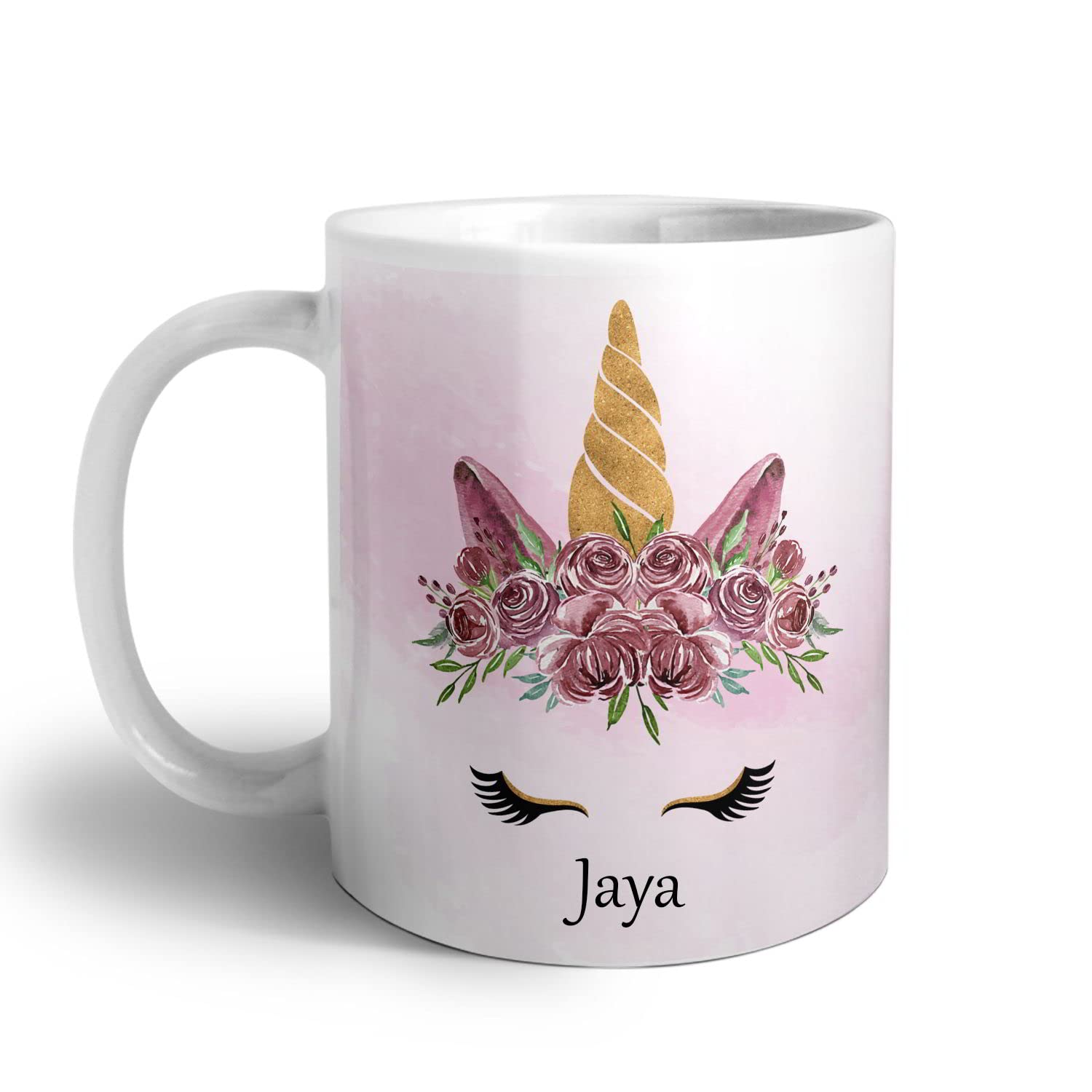 ASHVAH Unicorn Jaya Name Ceramic Coffee Mug and Coaster Combo Gift (Pack of 2) for Daughter, Sister, Wife, Name -Jaya 1