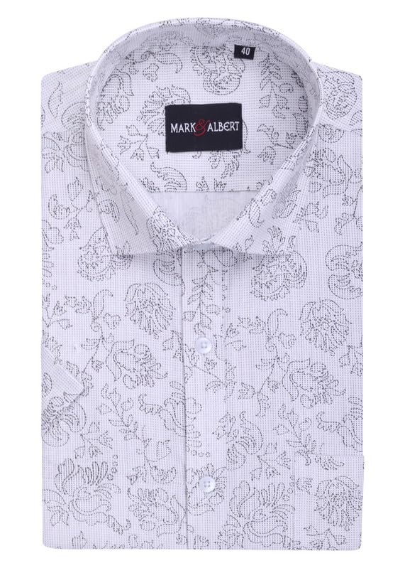 Image of Mark & Albert Men's Half Sleeve Cotton Linen Shirt Blue