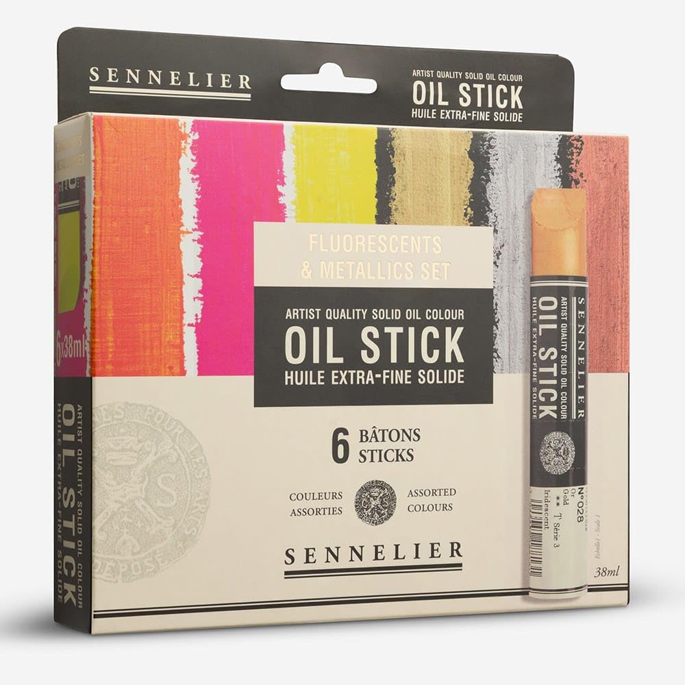 Sennelier Artists' Oil Sticks - Set Of 6, Fluorescent And Metallic Colors, Color: Multicolor, Count: 1, Model: N130123.01