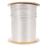 Paracord Planet Braided Nylon Rope with Galvanized Wire Core – High Tensile Strength – Halyard Line – Use for Flagpoles, Sailboats, Winches, Pulleys (White - 5/16 Inch, 100 Feet)