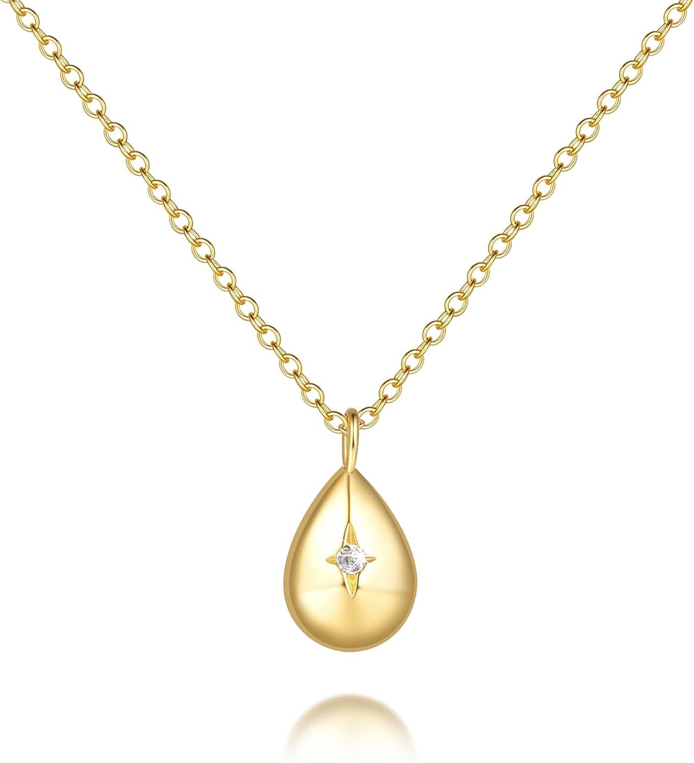 FENIMI Gold Necklace Pendant 14K Gold Necklace for Women Tear Pendant Necklace Effortless Charm and Refined Beauty Charm Drop Pendants Necklaces for Women Trendy 17.5in