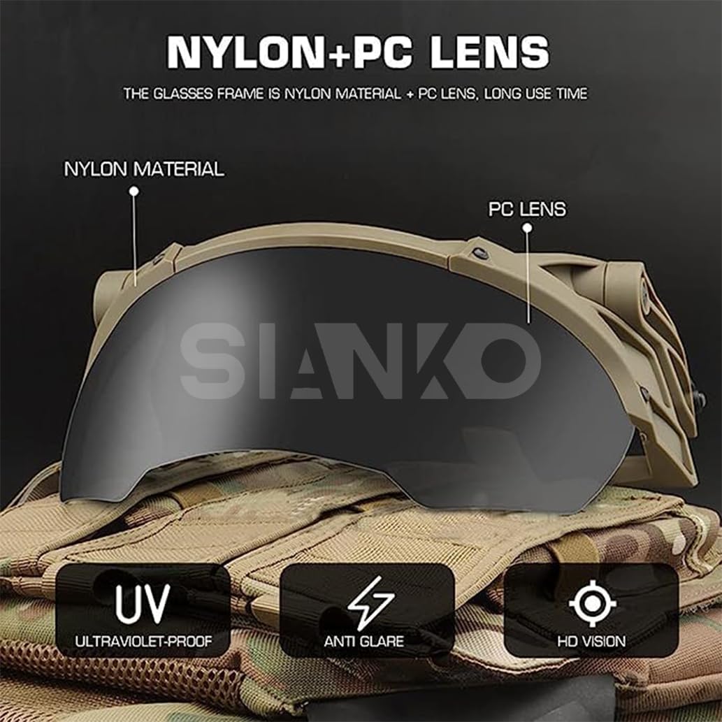 Lunettes de protection pour airsoft avec rails ARC sur le côté, 2 verres de couleur (noir)