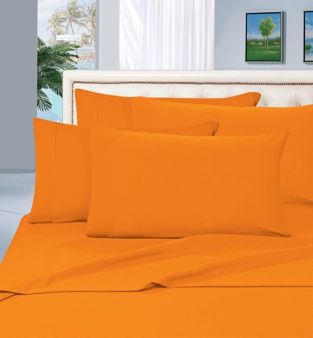 Elegant Comfort Wrinkle & Fade Resistant 1500 Premier Hotel Quality Luxury 4-PIECE Sheet Set, Deep Pocket Up to 16" - King, Elite Orange