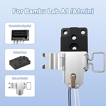 Upgraded Hotend Heating Assembly Kit for Bambu Lab A1/A1 Mini, with Heater Cartridge Thermistor, Temp Sensor & Heat-Insulating Base Clip