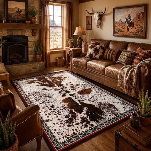 Tapete Western Cowhide 3x5 ft Antideslizante y Lavable miniatura 4