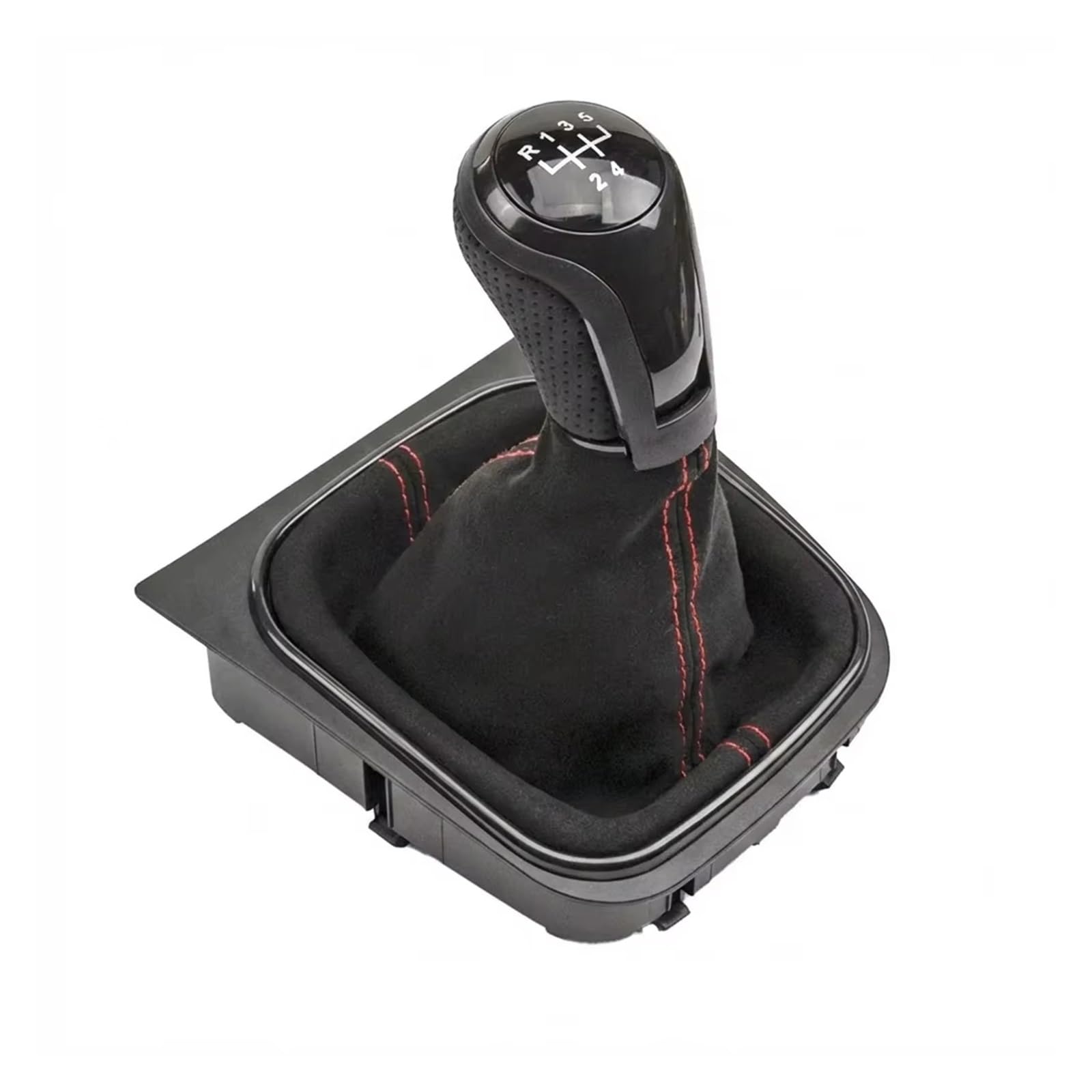 QMTVFSRH Car Gear Shift Knob for VW for Golf 5 MK5 for Golf 6 MK6 for Jetta MK3 for Scirocco III for EOS Black 5/6 Speed Manual Gear Shift Knob PU Gaiter Boot(RED 5 Speed)