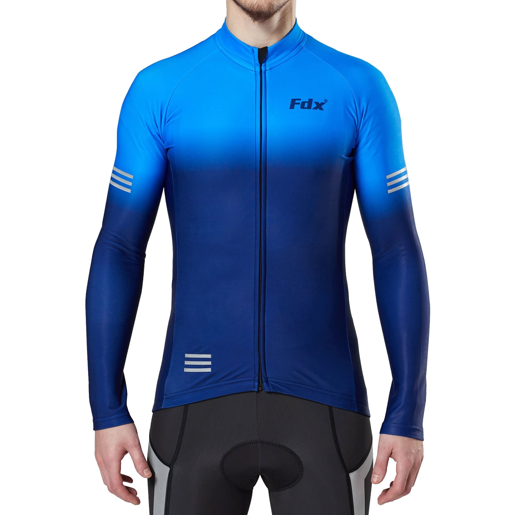 FDXMen’s Cycling Jersey, Super Roubaix Thermal Cycling Jacket, Windproof Winter Cycle Top, Full Zipper, Water Resistant and Breathable Long Sleeve High Viz Shirt,Running, Bike Clothing
