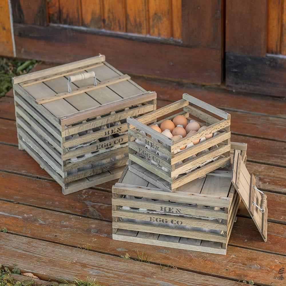 Egg Storage Crate for Egg Transport or Farmhouse Home Decor, Small 9 x 8 x 7 inches
