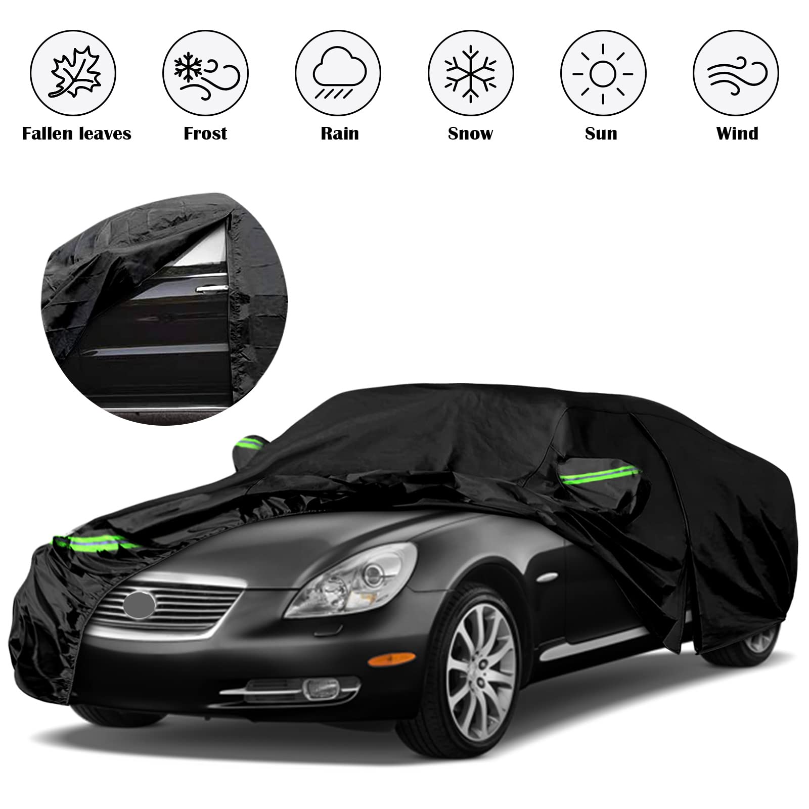 Waterproof Car Covers Replace for 2001-2010 Lexus SC430 6 Layers All Weather Custom-fit Car Cover with Zipper Door — view 7