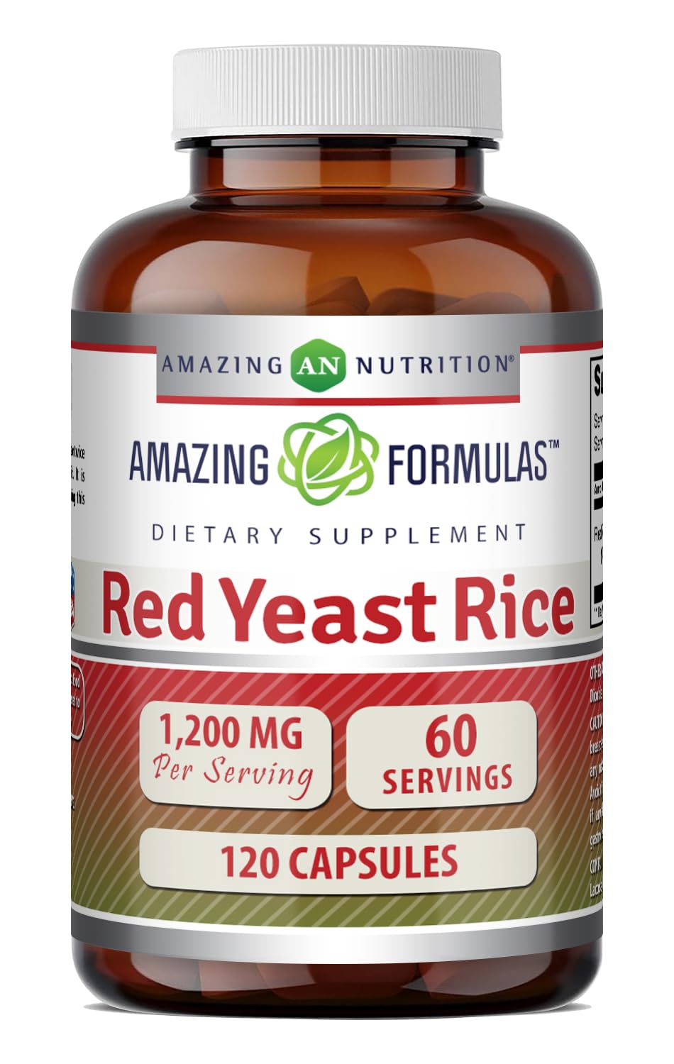 Amazing Formulas Red Yeast Rice 1200mg Per Serving Capsules Supplement | Non-GMO | Gluten Free | Made in USA (1 Pack, 120 Count) 120 Count 120 Count (Pack of 1)