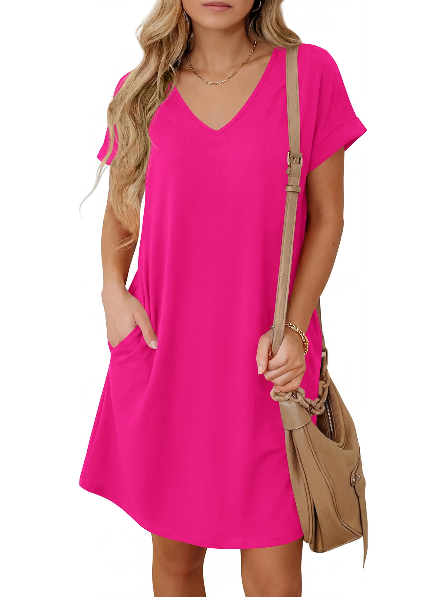 BTFBM Womens Summer Dresses 2026 Pockets Short Sleeve Loose Nightgowns Pajama Beach Vacation Casual Spring T Shirt Dress