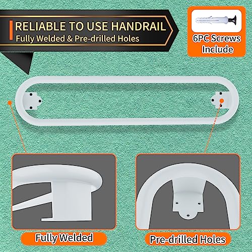 Industrial Wall Mount Handrail, Stair Railing Wall Mounted For Indoor And Outdoor Steps, Polished White Hand Rail Grab Bar For Garage, Porch And Steps Against The Wall(Length 39.4In, Dia 1.25In) #TOP2