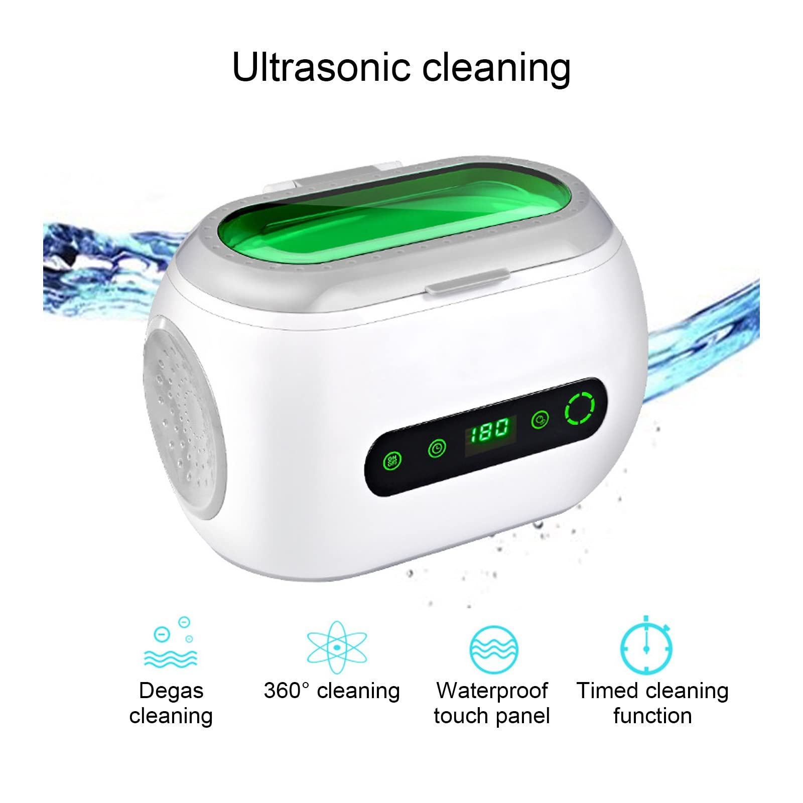 Pulitore per Gioielli ad ultrasuoni Pulitore per la casa Portatile e a Basso Rumore da 600 ml, Pulizia ad Onde soniche per collane per Gioielli, Diamanti, Orologi