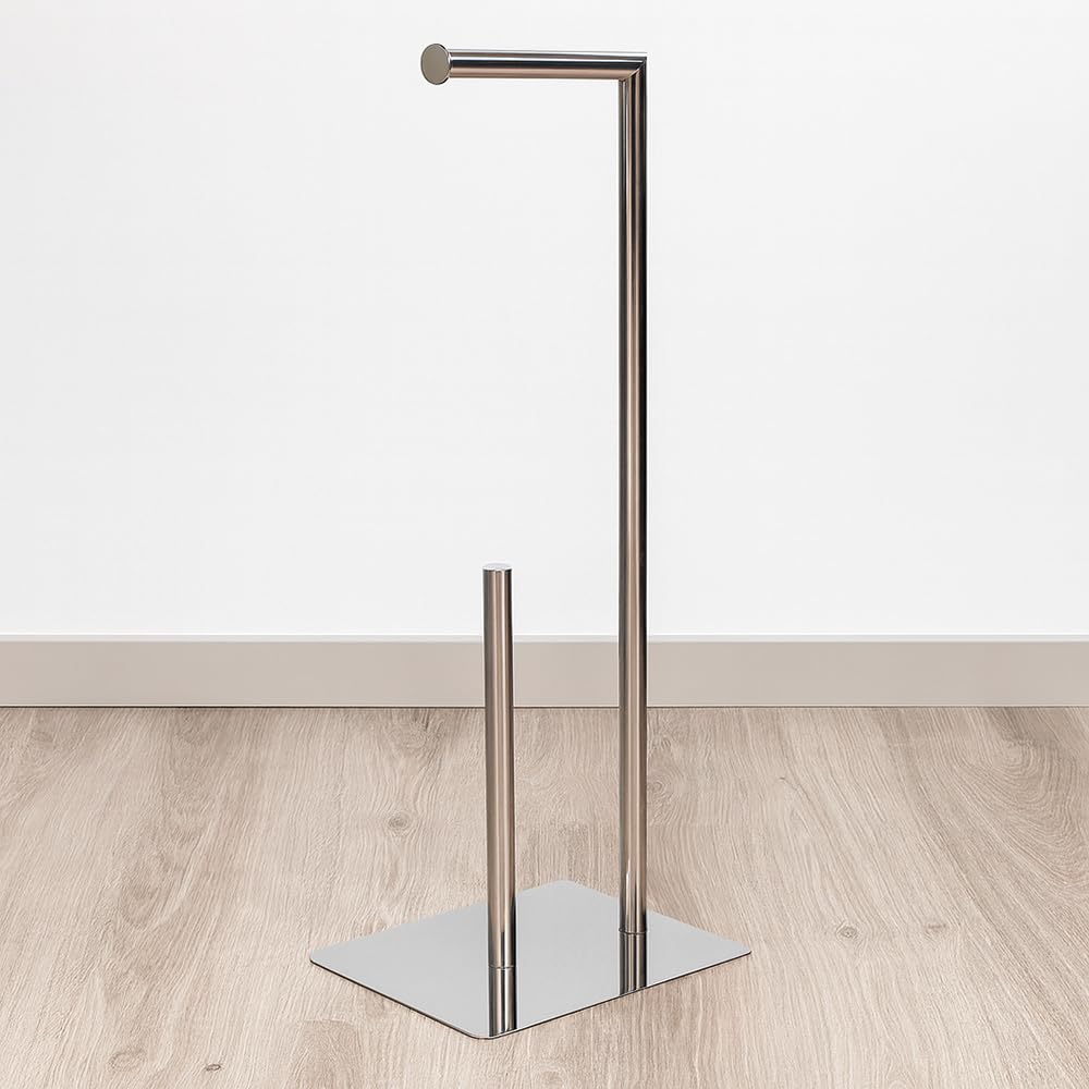 Vetrineinrete® Piantana porta rotolo da terra porta asciugamani in metallo da bagno base rettangolare