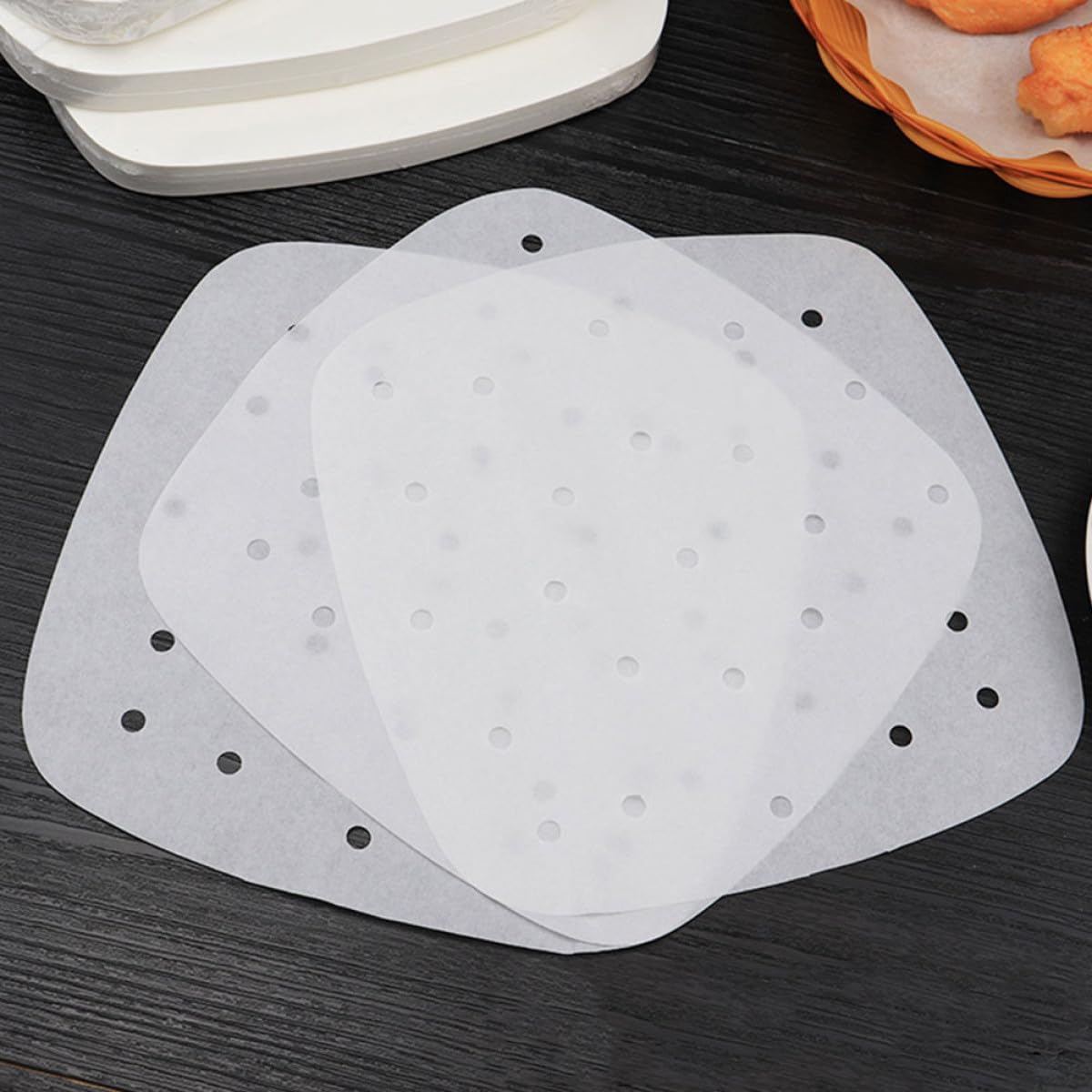 400piezas Papel De Hornear Para Freidora De Aire y Barbacoa Ligero y Fácil De Usar
