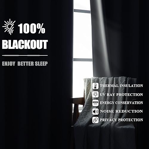 Miniatura 2 de Estelar Textiler Natural Total - Cortinas opacas 100% para dormitorio, cortinas opacas con aislamiento térmico de 84 pulgadas de largo, 2 paneles