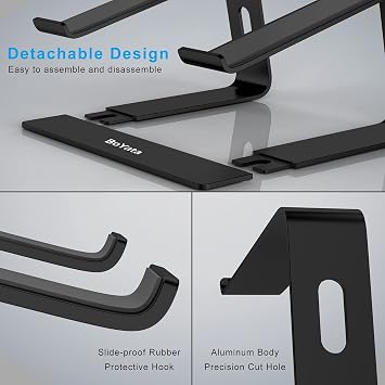 BoYata Laptop Stand, Ventilated Laptop Stand for Desk, Laptop Riser | Portable Laptop Holder, Detachable Notebook Stand for Easy Carrying, Non-Slip Pads, Fits for 10-15.6