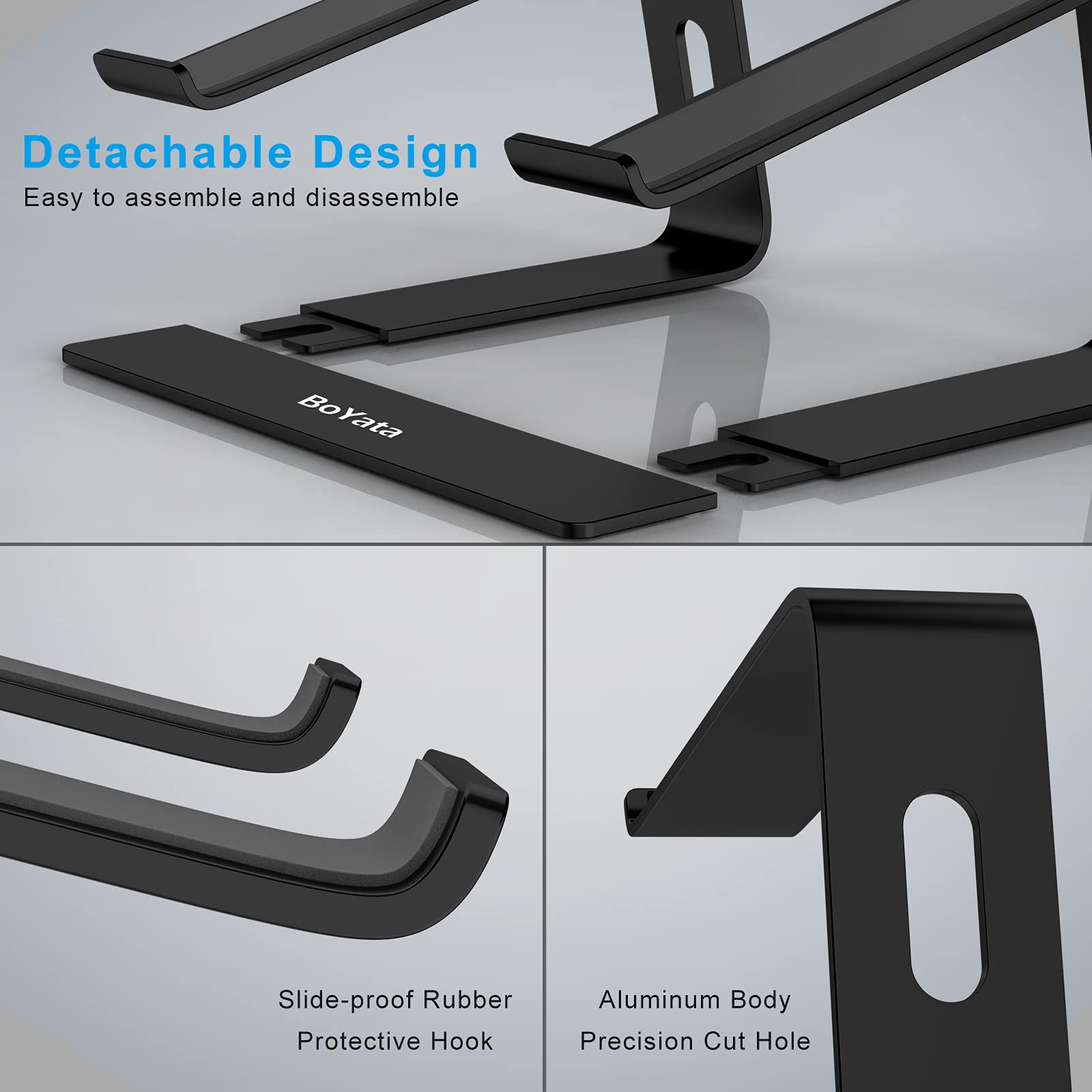 BoYata Soporte Portatil, Laptop Stand, Aluminio Soporte Laptop, Soporte Ordenador Compatible con MacBook, DELL, Samsung, HP de 11-15,6" Portátil