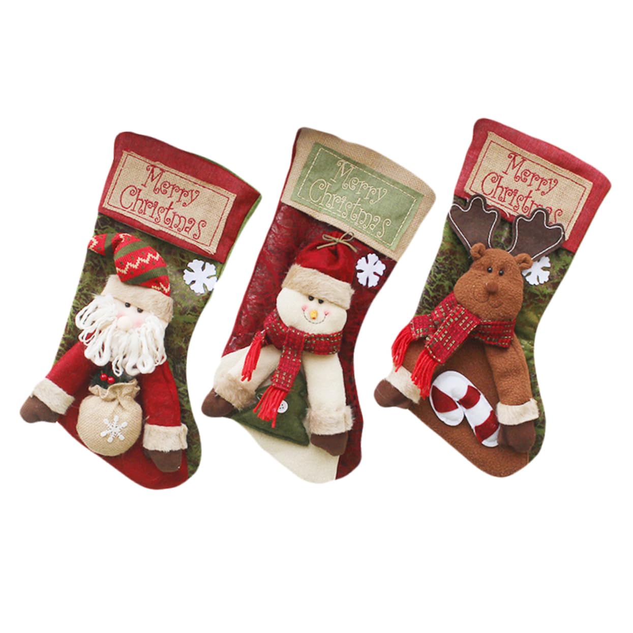 Cabilock 3pezzi Calza della Befana Regalo di Natale Calzino per Caramelle di Natale Creativo Sacchetto Appeso Forniture Natalizie per Decorazioni Casa e Feste Regali per Amici e Ragazzo