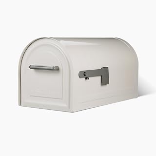 Architectural Mailboxes Reliant™ Secure, Locking USPS Approved Heavy Duty, Steel Metal Post Mounted Mail Box for Outside, White, Large Curbside Mailbox with Magnetic Door