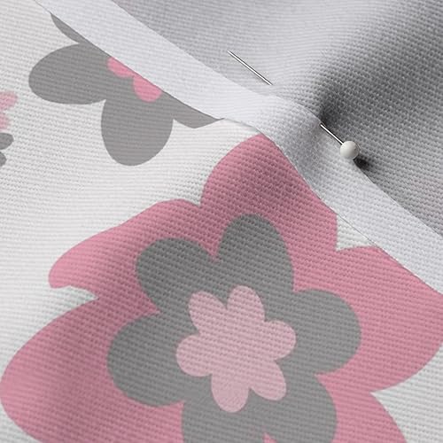 Vista 17 de Spoonflower Tela - Rosa Gris Gris Floral Niña Nursery Flower Room Impreso en tela Minky por The Yard - Cobijas de bebé Coser Edredón de felpa