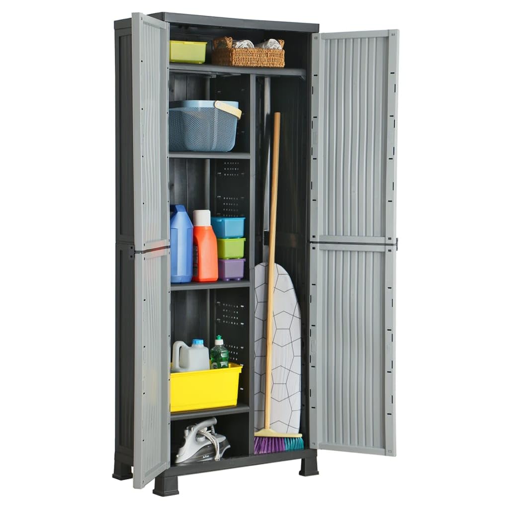 Armadio in plastica, 68 x 39 x 171,5 cm, per casa, ufficio, garage, magazzino, con ampio spazio di archiviazione, design compatto, facile da pulire, pratico e salvaspazio