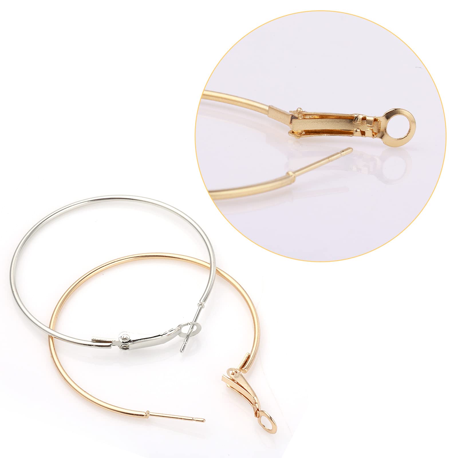 10 Ganci Per Orecchini A Leva In Ottone Placcato Oro Bianco – Chiusura Rotonda, Accessori Per Creare Orecchini Fai Da Te