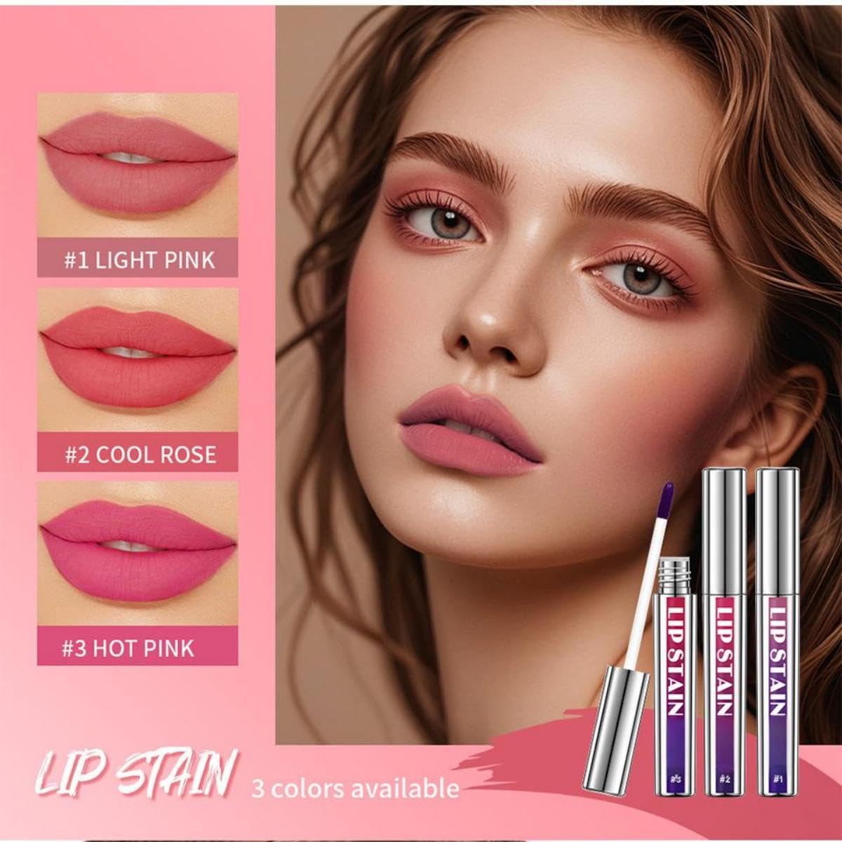 3Pcs High Matte Liquid Lip Stain Kit, Waterproof, Smudge-Proof & Long-Lasting Lip Gloss Set for Women Vegan Formula - Image 2