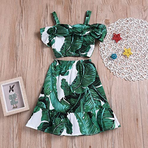 Image of Kids Baby Girls Outfits Floral Ruffle Off Shoulder Crop Tops + Bowknot Denim Shorts Skirt Set Toddler Summer Clothes