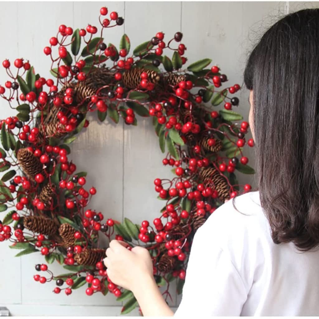 Decoratieve Kerstkrans met Strik en Bessen - Perfecte Deurkrans voor de