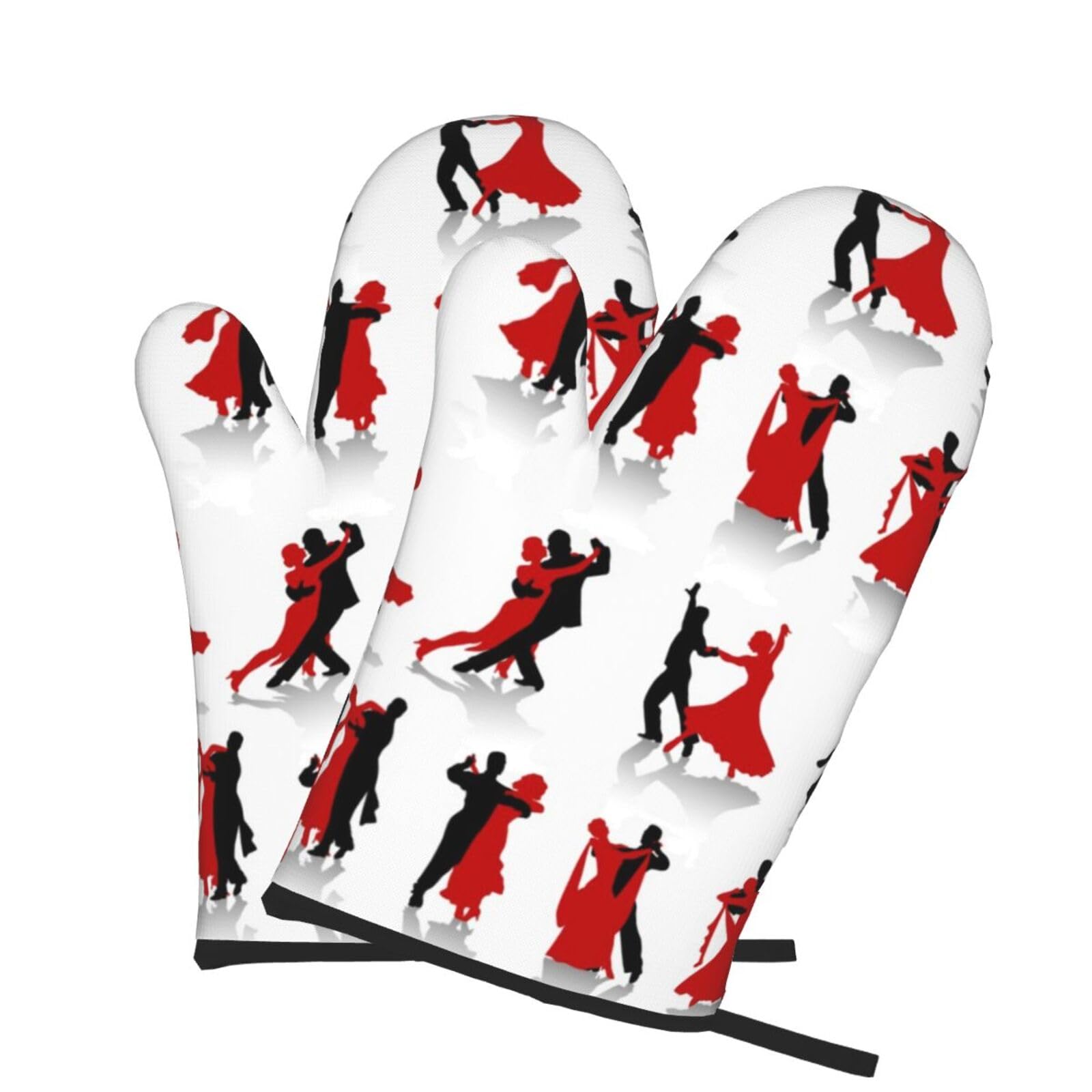 Oven Mitts Set of 2 Pcs, Ballroom Dance Prints Heat Resistant Kitchen Gloves for Cooking Baking Grilling