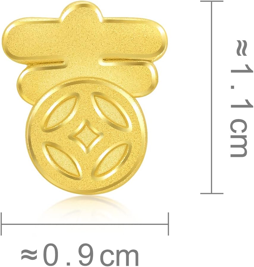 CHOW SANG SANG 999 24K Solid Gold Mini Charm Lucky Chinese Character Blessing Charm Bracelet for Women 93082C
