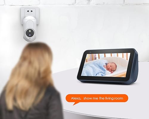 Miniatura 5 de P Panoraxy Cámara de seguridad AI 2K 3MP WiFi para interiores, cámara inalámbrica enchufable, detección de sonido humano 247, cámara PTZ de 2.4 G,