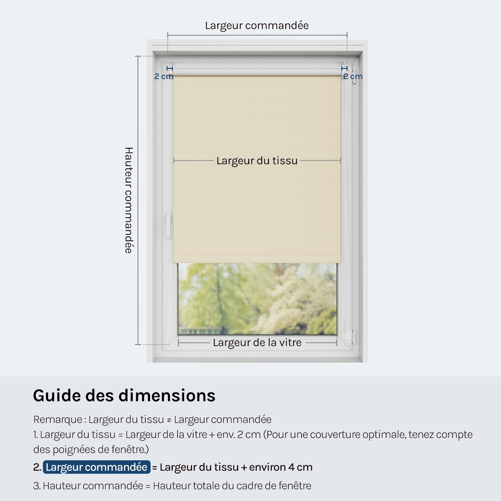 WOLTU Occultant Enrouleur sans Perçage, Rideau Opaque Revêtement Argent, Protection Soleil 70x210 cm Beige