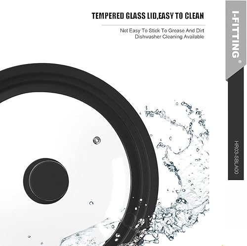 Miniatura 8 de Tapa universal para ollas, sartenes y sartenes, vidrio templado HR Huare Technology con borde de silicona resistente al calor, apto para