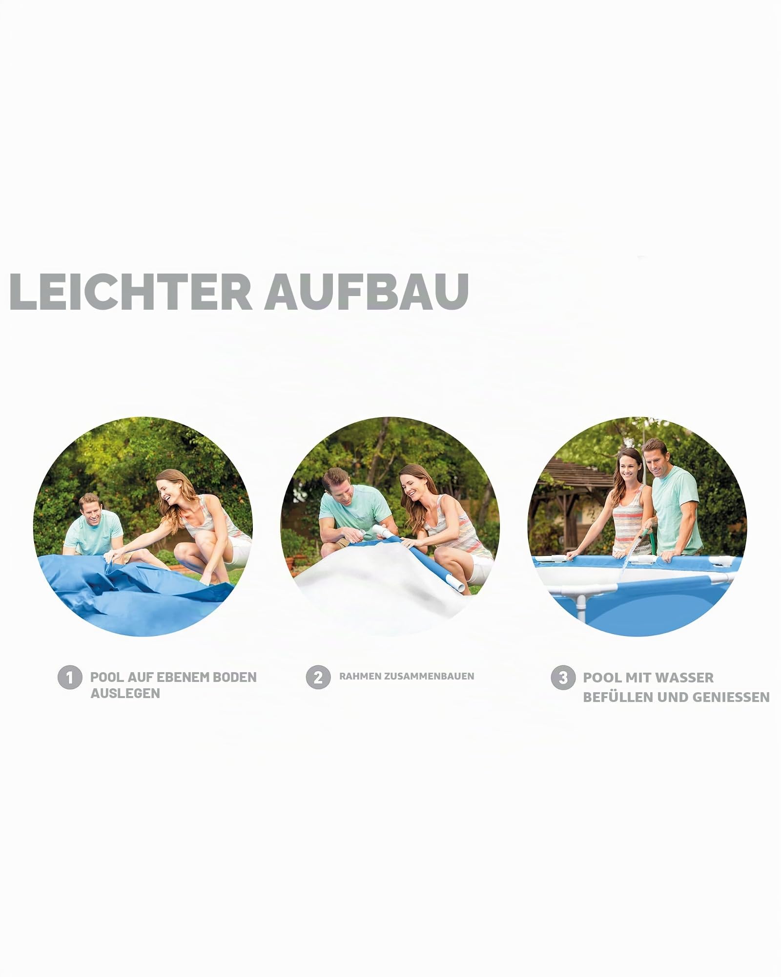 INTEX 28209EP Überdachung Metallrahmen Aufstellpool 1,8 m x 38,1 cm - Eingebauter Baldachin-Sprüher - Pannensicheres Material - Einfache Montage - 185 Gallonen Kapazität