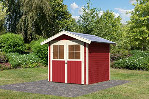 KARIBU Gartenhaus | Harburg 3 | 213 x 217 x 230 cm (BxTxH) | kastanienrot | 19 mm Wandstärke - 57849 KARIBU Gartenhaus | Harburg 3 | 213 x 217 x 230 cm (BxTxH) | kastanienrot | 19 mm Wandstärke