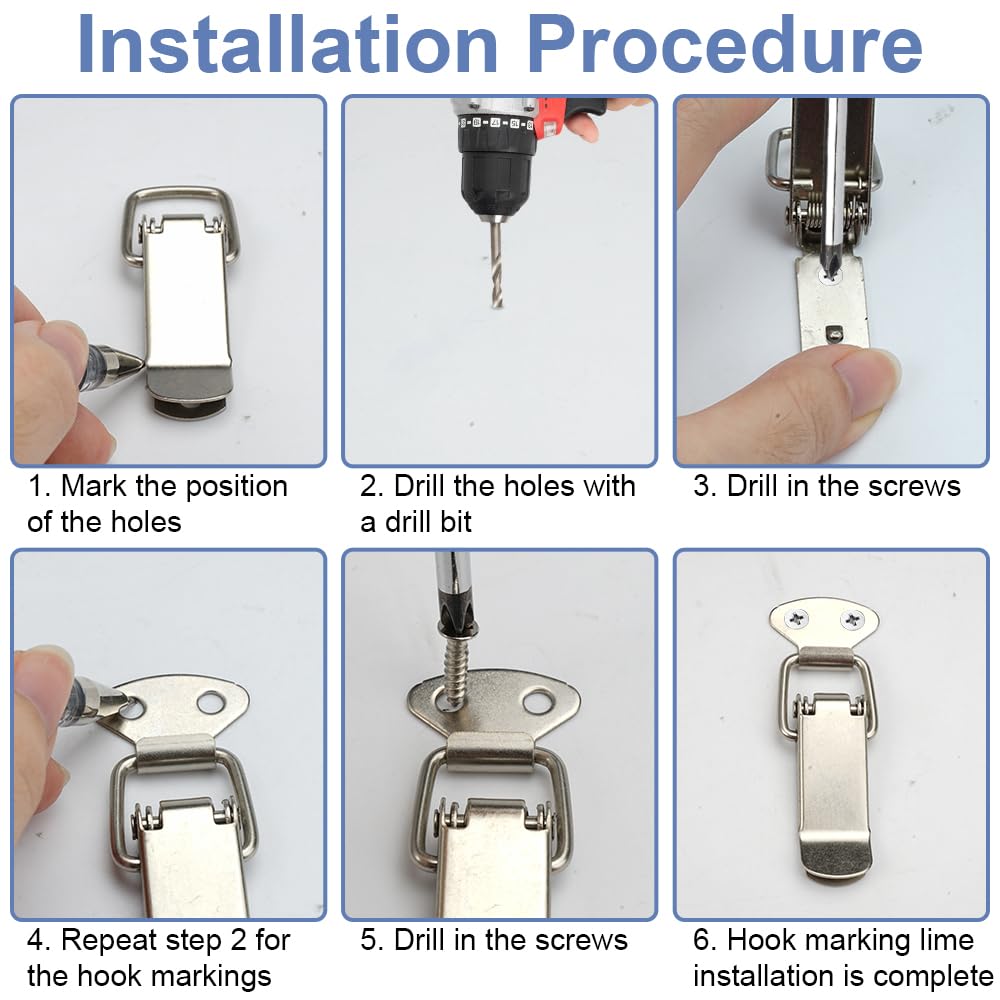 Set 12 Serrature A Leva In Acciaio Inox Con Viti - Per Cassetti E Armadietti - Foto 3