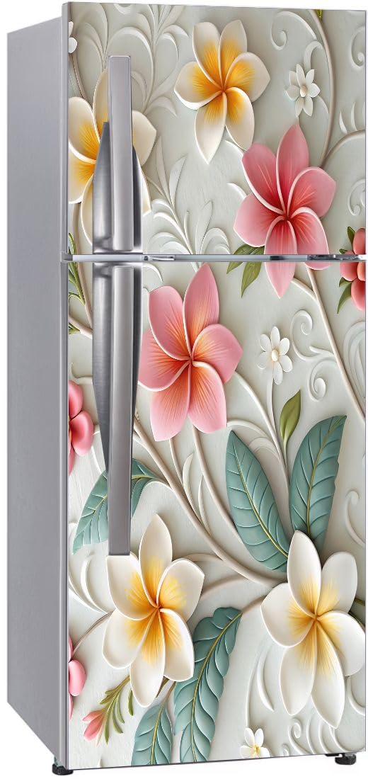 Double Door Fridge Sticker - Floral & Abstract Designs -6