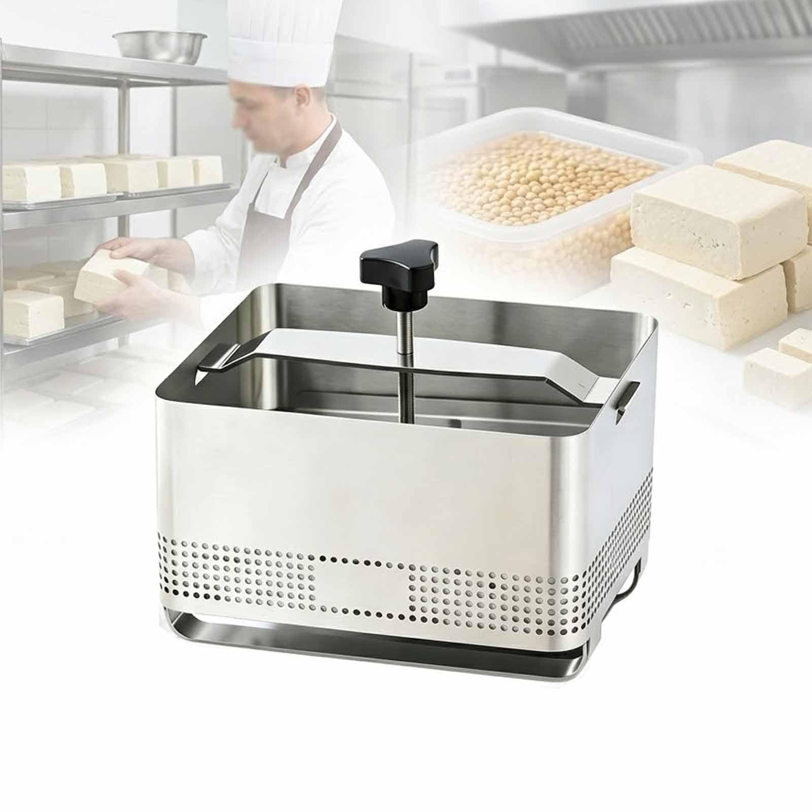 MObyat Presse À Tofu Professionnelle, en Acier Inoxydable 304, avec Tissu De Pressage Et Bac Dégouttage, en Acier Inoxydable 304 Épais Et Démontable pour Un Nettoyage Facile, Large