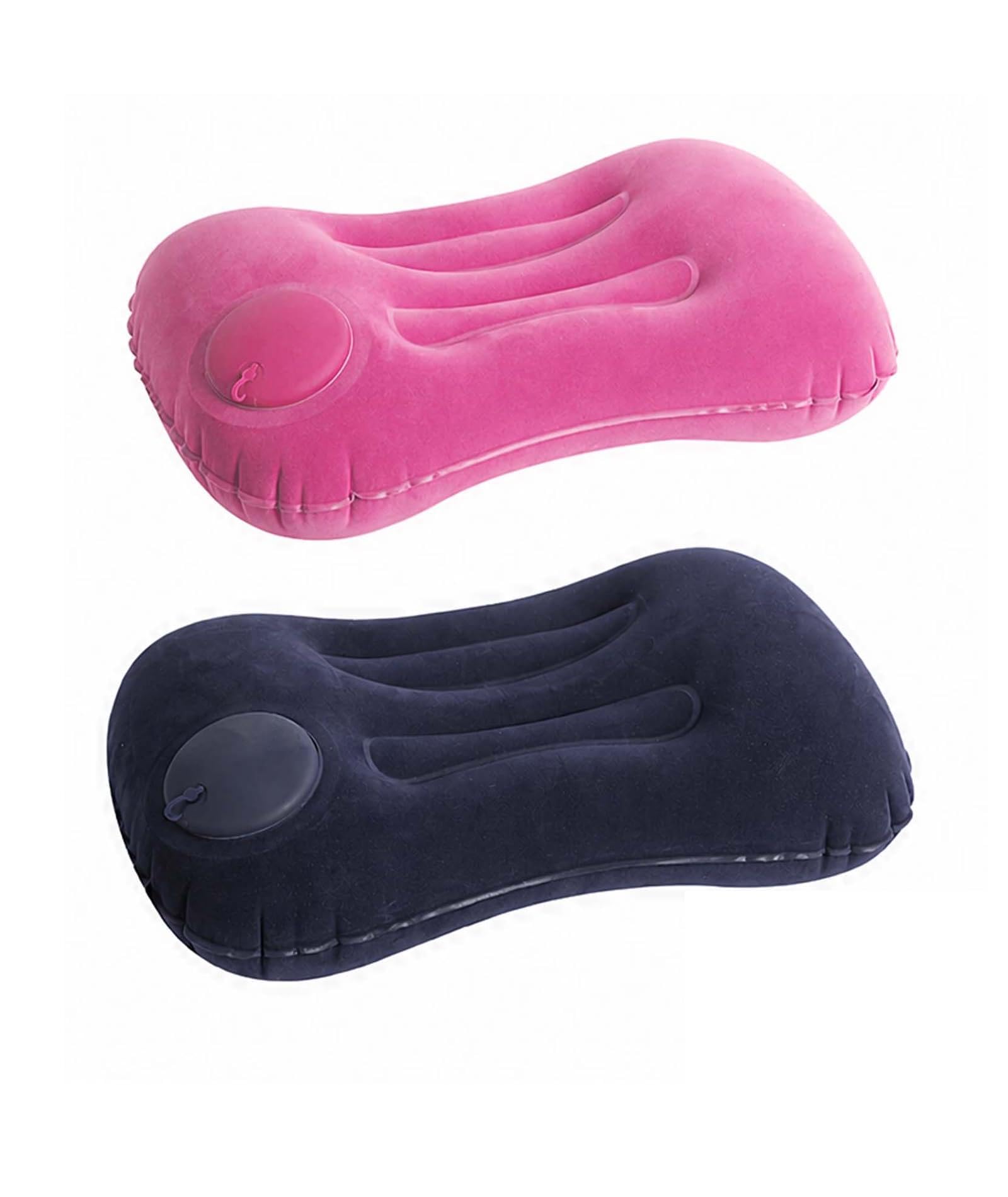 Air Pillow 2 Pcs, Ultralight Portable Inflatable Neck & Lumbar Support Pillow, Multifunctional Ergonomic Cushion for Travel Camping Home Office, Navy & Pink Dual Color-image-25