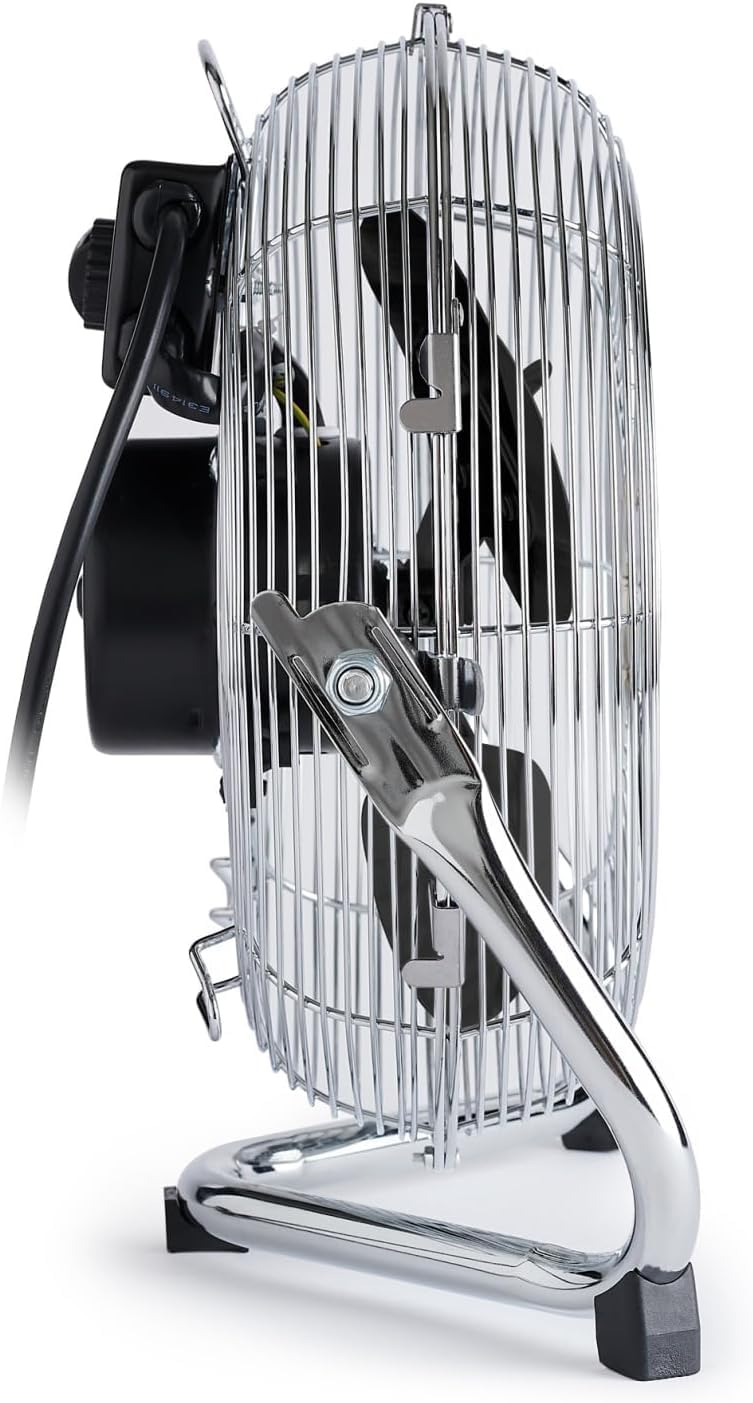 Bigben Ventilatore da tavolo 48 W, 3 velocità, testa inclinabile, alluminio spazzolato, per montaggio su scrivania, pavimento o parete, diametro 30 cm - FANF01S