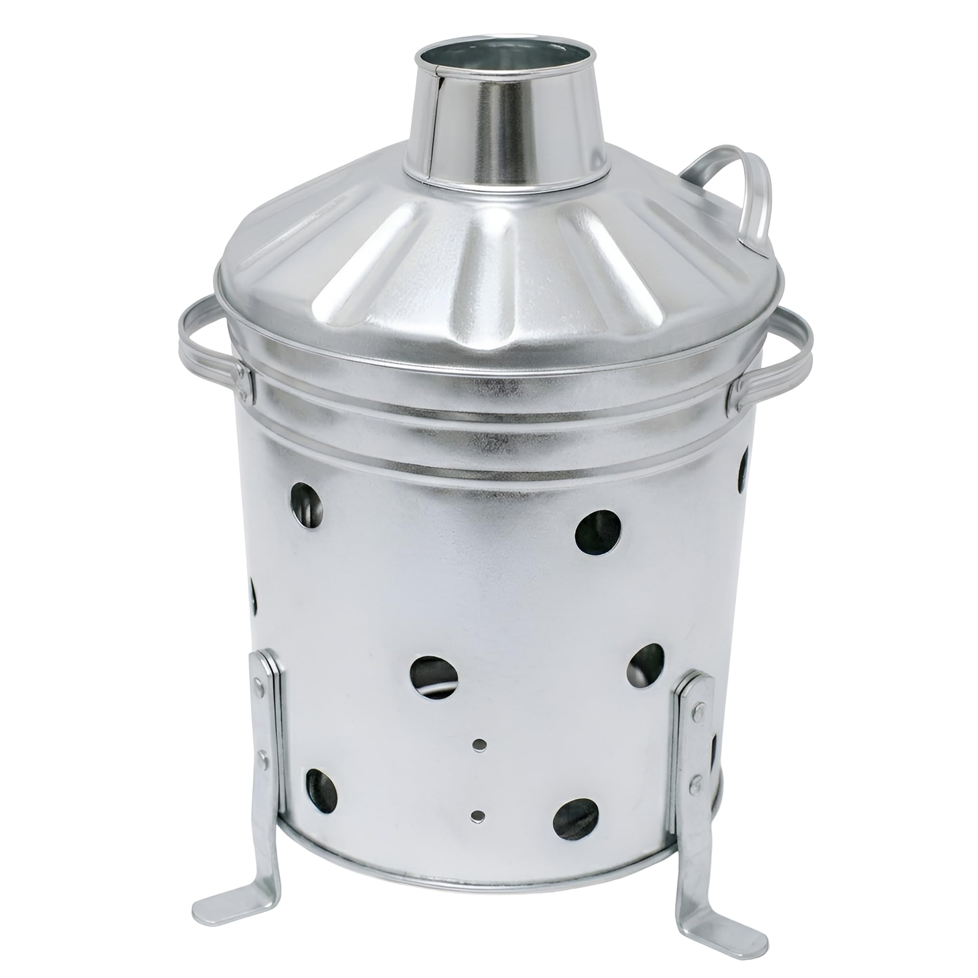 Galvanised Incinerator Bin Fire Bin Burning Bin Designed for Garden Woods Leave Heavy Duty with Lid and Stable legs stands (15L)