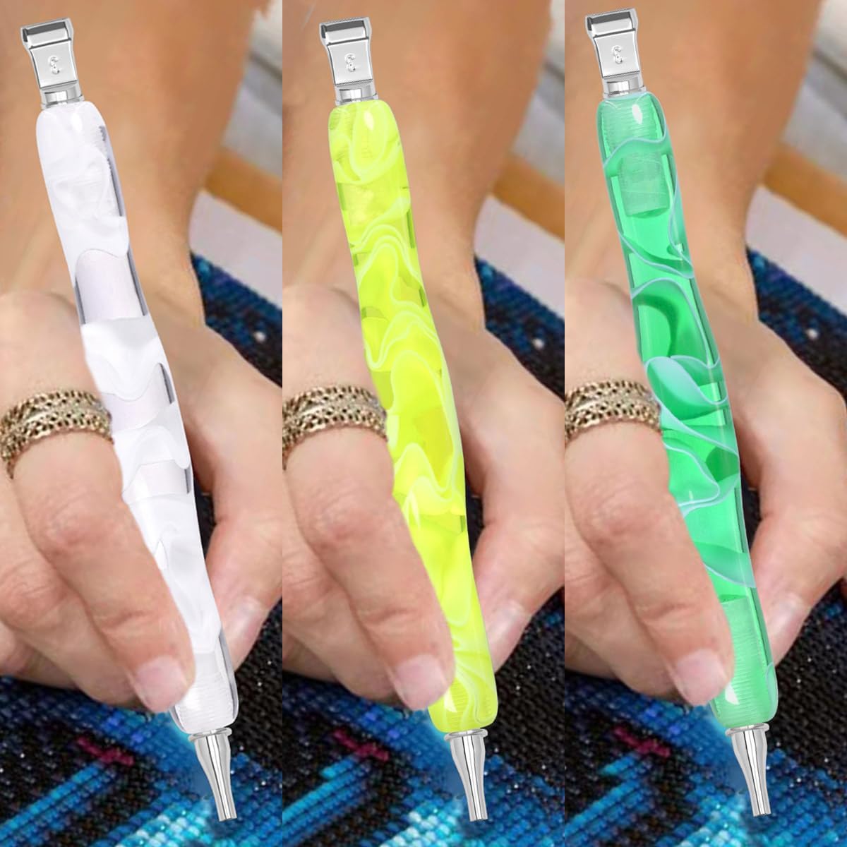 Praise V Do 5D Diamond Painting Art Bead Dot Drill Ergonomic Pen Kit with Screw Stainless Steel Silver Metal Tip Nibs Placers Roller Tool Accessories WYG