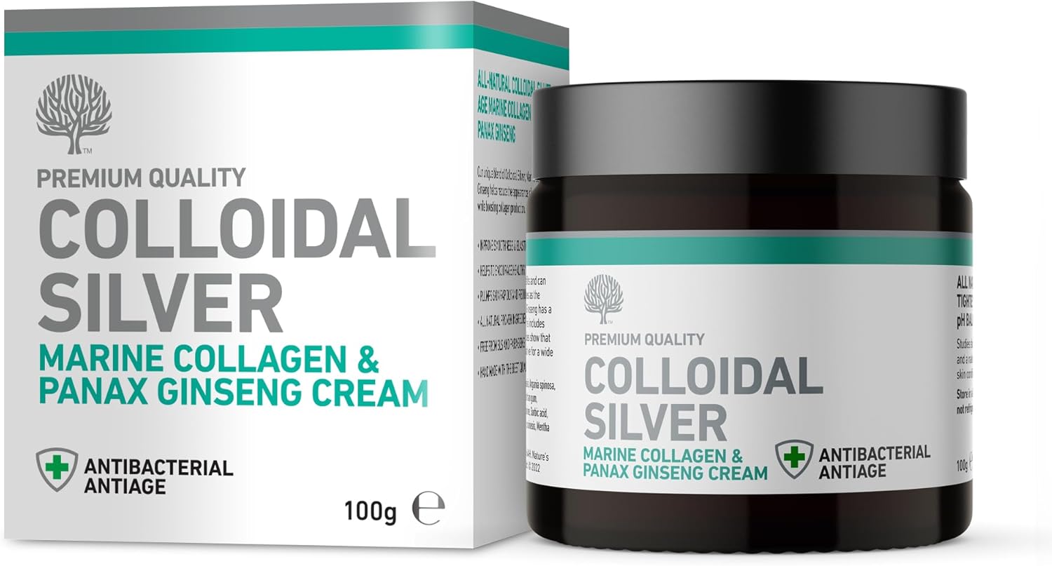 Nature’s Greatest Secret All Natural Premium Quality Colloidal Silver Marine Collagen and Panax Ginseng Antiaging Cream 100g