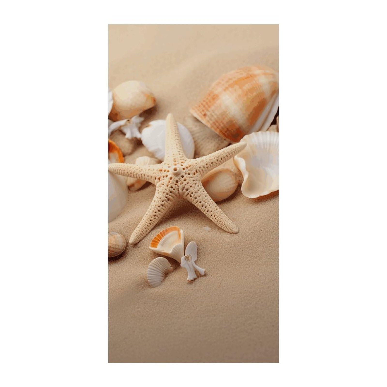 Adfgyerh Style Seashells Starfish On The Sand Curtains，Polyester Blackout Extra Wide，Door Curtain， 35.4X 70.9 Inch For Temporary Room Dividers Bedroom Living Room，Room Darkening Curtains ，For Doorway Privacy For W