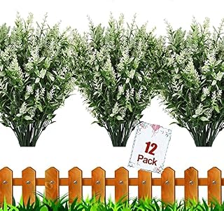 HBell 12 Bundles Outdoor Artificial Flowers UV Resistant Fake Boxwood Plants, Faux Plastic Greenery for Indoor Outside Hanging Plants Garden Porch Window Box Home Wedding Farmhouse Decor (Orange Red)