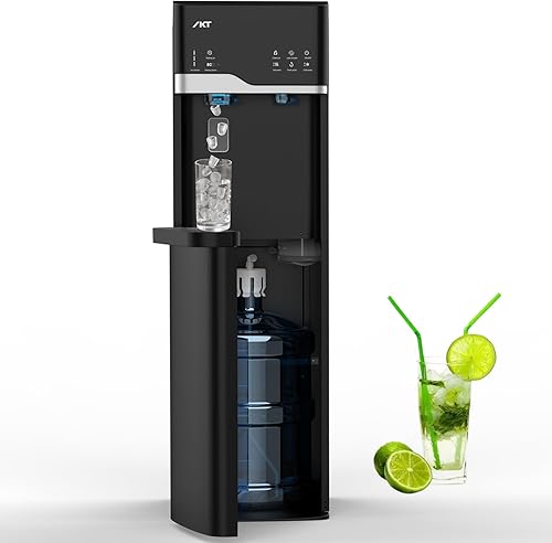 IKT Dispensador de enfriador de agua con carga inferior autolimpiante, máquina de hielo integrada para botella de 5 galones, capacidad diaria, 22